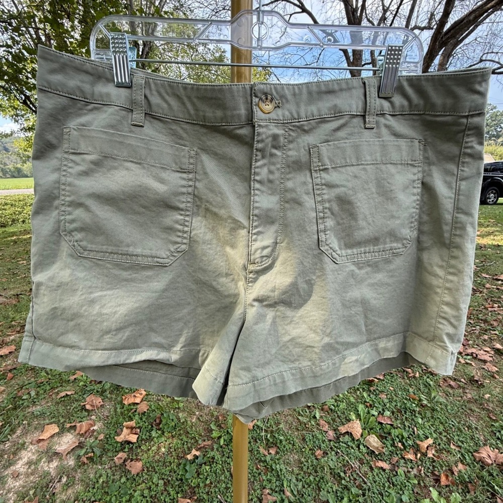 Quince Organic Stretch Cotton Chino Patch Pocket Short Olive Green 16 Outdoor